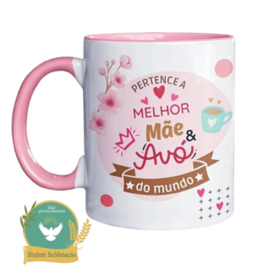 Caneca de Porcelana com alça e interior colorido personalizada