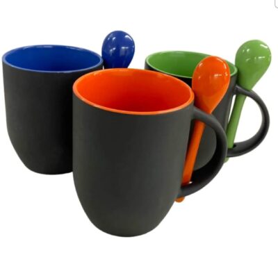 Caneca para Sublimação de Cerâmica Mágica com Interior colorido e Colher
