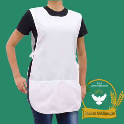 Avental Bata Personalizado em Poliéster  - Branco